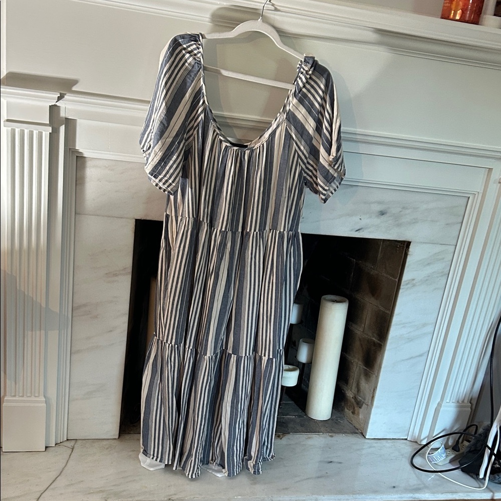 Sugarlips Blue and White Striped Midi Dress 2X